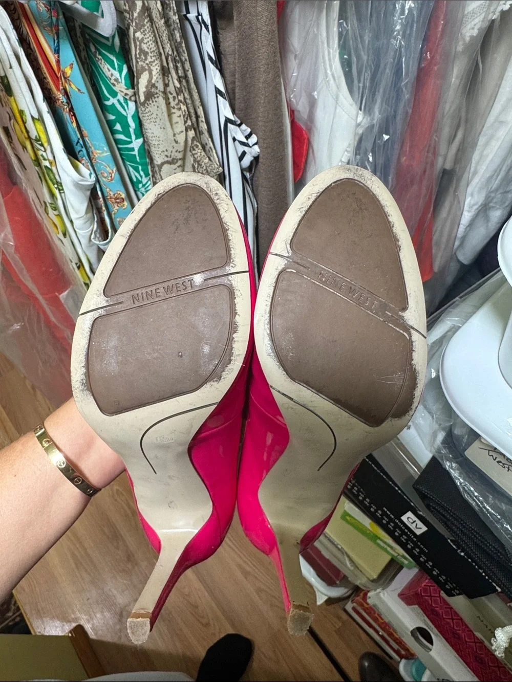 Nine West Bright Pink Patent High Heel Pumps